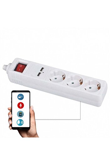 SMT SECURITY Spy 220V Extension Cord with NanoSIM Voice Recorder & Microphone + USB – App Control (iOS/Android)