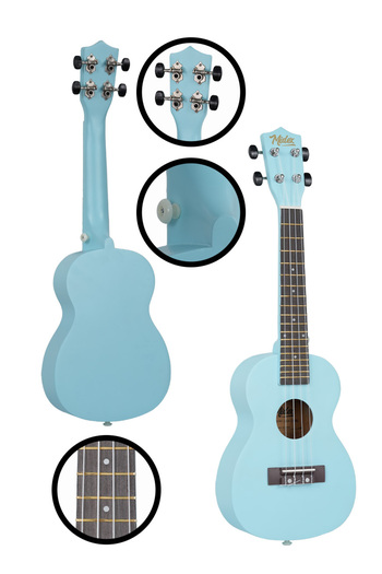 Midex Ukx-233Ltb Light Blue Concert Ukulele (Strap Bag Method Picks)