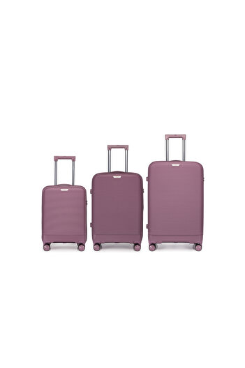 Prince Travelling Un Breakable PP Hard Luggage (8 Wheels) Glider 3 Pcs Set -20 Inch X 24 Inch X 28 Inch - Deep Purple