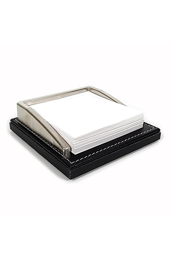 prozenis Pr4262 Luxury Office Desktop Note Holder with Chrome Detailing Wooden-Leather Base