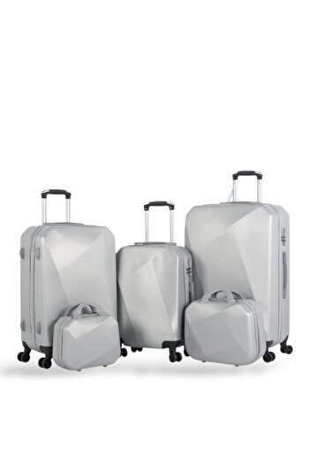 Red Sea Travel bag set - 5 pieces, including 3 trolley bags and 2 makeup bags - with flexible covers - and a fixed digital lock