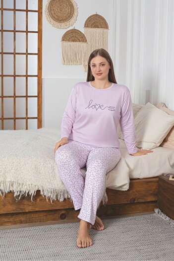 Asel Plus Size Ultrasoft Sendy Fabric Long Sleeve Pajama Set