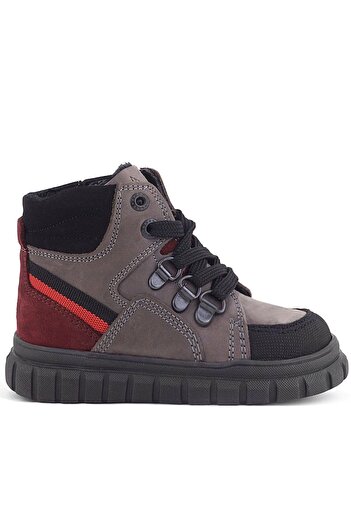 Rakerplus Genuine Leather Gray Black Zippered Baby Boy Boots