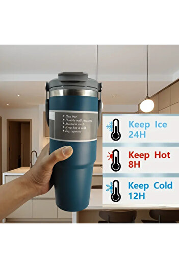 LRS STORE 890 ml 30 oz Stainless Steel Thermos Flask 1 Quality with Flip Straw for Hot and Cold