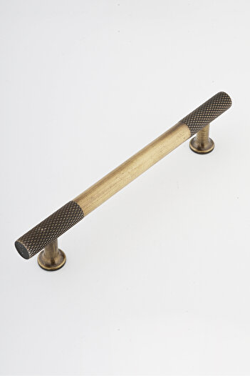 IRK METAL VE HIRDAVAT T Bar (Serrated) Diamond Sliced Antique Yellow Handle Furniture Kitchen Drawer Door Handle
