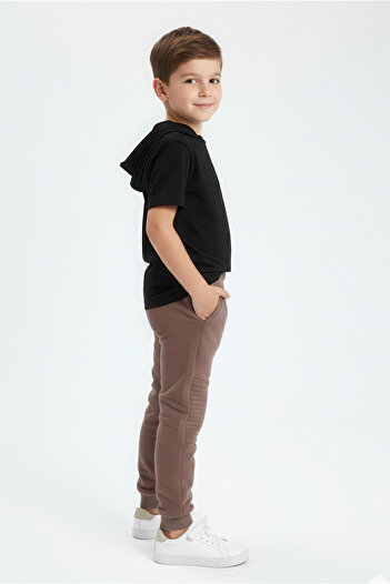 Kyron 100% Cotton Boys' Trousers with Pockets - Brown