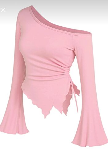 DİONNA Asymmetric Necklace, That Is, a Flexible Bluse with a Drawstring