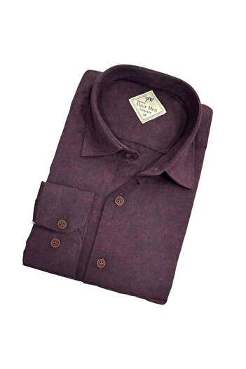 GÖMLEK GALERİSİ Classic Wide Cut Plain Flannel Long Sleeve Men's Shirt