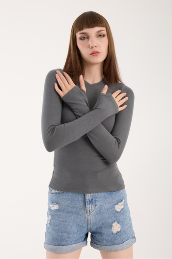 winmoda Finger-Inserted Long Sleeve Body - Long Sleeve Body with Cycling Neck Lycra