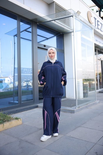 MİMİ Luxury Wear Women's Stylish Sport Tracksuit Set Zipper & Bottom Top Set
