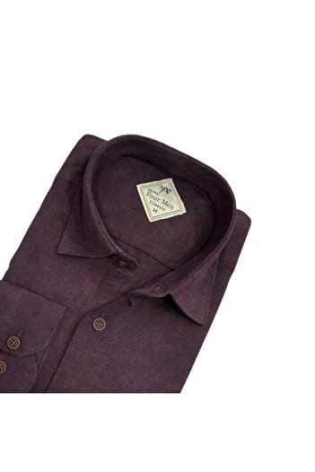 GÖMLEK GALERİSİ Classic Wide Cut Plain Flannel Long Sleeve Men's Shirt