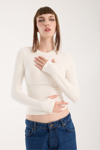 winmoda Finger-Inserted Long Sleeve Body - Long Sleeve Body with Cycling Neck Lycra