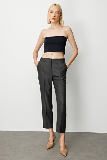 Ekol Striped Patterned Skinny Leg Trousers 5115-26K