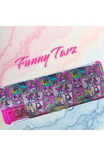 Cem Fixpoint Double-Sided, Double Pencil Sharpener, Wallet Type Pink Pencil Bag/Pencil Holder