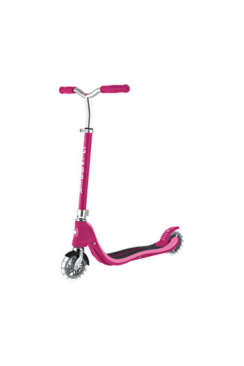 Globber Flow 125 Lights Kick Scooter – Sturdy Foldable LED Wheel Scooter for Kids – Ruby Red