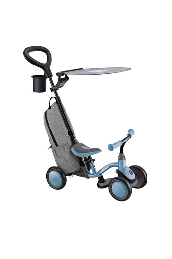 Globber Deluxe 3 in 1 Convertible Learning Balance Bike for Kids – Ride On Tricycle – Ash Blue