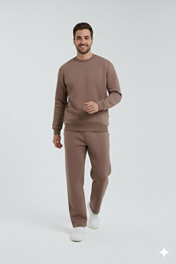 OXVİN Σετ φόρμας oversize με ίσιο πόδι, με λαιμόκοψη τριπλής κορδέλας, μαλακό εσωτερικό βαμβακερό