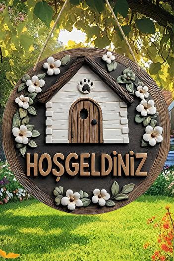 kutuTR Welcome Floral House Uv Printed 3D Looking Mdf Door Ornament – 33 cm |   Hanging, Erasable Ks011