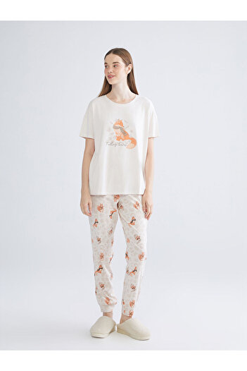 LC Waikiki Create Your Style from Uzg Store |   Crew Neck Printed Women's Pajama Set