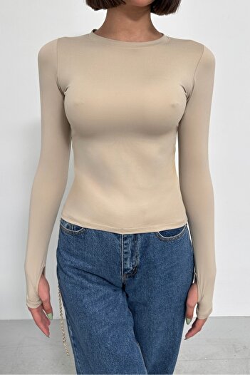 New Now MODAL KUMAŞ PARMAK GEÇİRMELİ UZUN KOL BODY