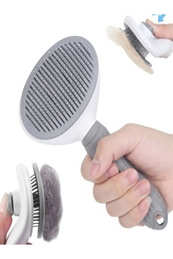 Renetic Pet Brush with Automatic Cleaning Button Cat Dog Hair Collector Comb