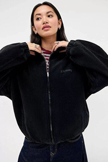 VibeGaia Corduroy Velvet Oversize Unisex Bomber Jacket