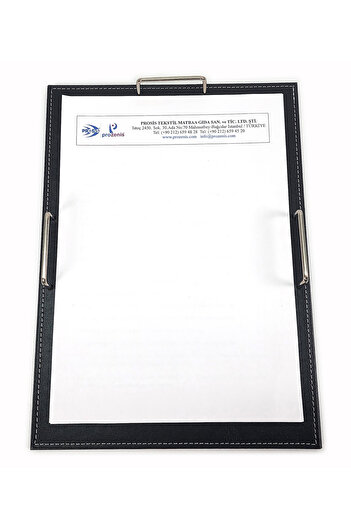 prozenis Pr4293 Office Desktop Black Leather A4 Single Document Rack with Wooden Base and Chrome Detail