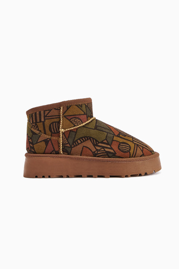 Limoya Lilly-Anne Patterned Short Boots with Fur Inside