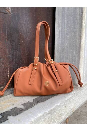 SHIKIRTI Tan Color Kangaroo Model Women's Shoulder Bag with Drawstring Closure, Magnet and String Closure