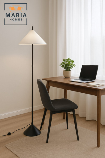MARIA HOMES Modern Black Floor Lamp with White Conical Shade – Minimalist Standing Light