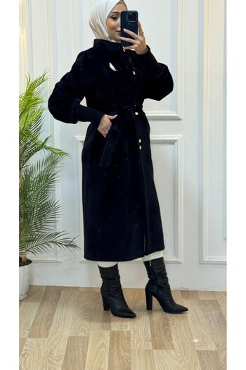 Tebrikler tekstil Women's Winter Stylish Midi Coat Model G3449
