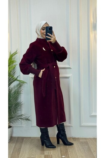 Tebrikler tekstil Women's Winter Stylish Midi Coat Model G3449