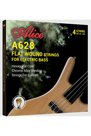 Alice A628(4)-M Flatwound 45-105 Medium 4-String Chrome Alloy Bass Guitar String