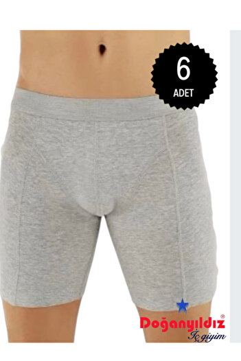 DOĞANYILDIZ 6 Pieces of Lycra Gray Body-Hugging Long Boxers
