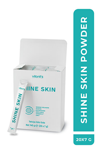 Vitanil's Nutrition Shine Skin Powder (Powdered Fish Collagen & Elastin, Glutathione & Vitamin C, Gotu Kola, Zinc) 20X7 Gr