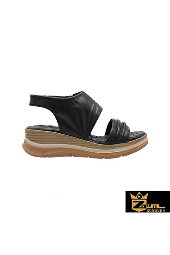 Zaim Kundura Women's Black Genuine Leather Sandals 505320023-1