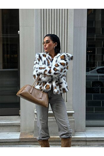 Bak'ap Premium Snap Fastener Faux Leopard Animal Pattern Coat