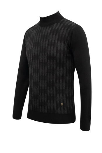 Çizgi Triko Men's Half Fisherman Sweater Patterned Steel Knitting Classic Mold