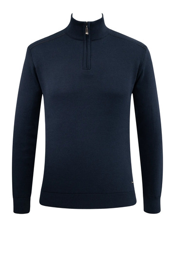 Çizgi Triko Men's Zippered Half Fisherman Sweater Knitwear Solid Color Classic Fit