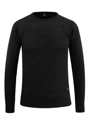 Çizgi Triko Men's Crew Neck Sweater Patterned Steel Knit Classic Fit