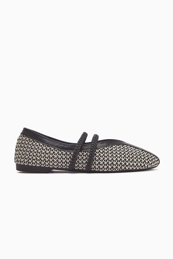Limoya Gwen Black Rubber Detailed Women's Ballerinas