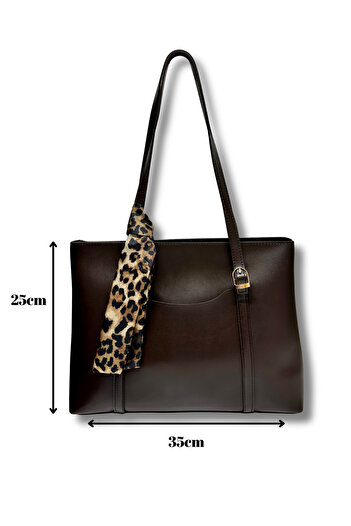 fular & bags Women's Zippered Scarf Brown Shoulder and Shoulder Bag