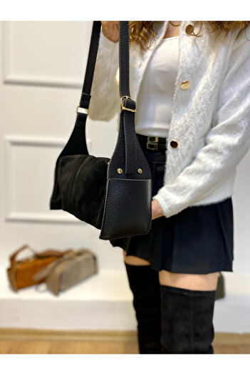modvina Black Genuine Leather Premium Shoulder Bag Noa