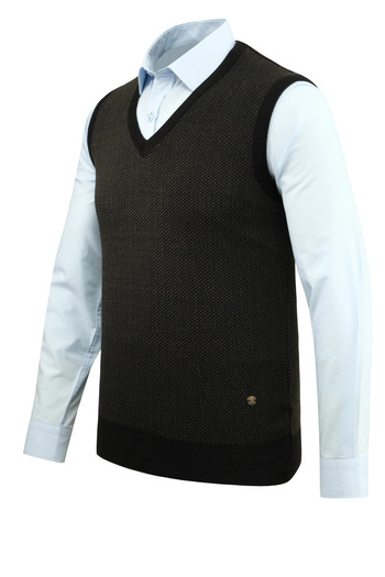 Çizgi Triko Men's V-Neck Sweater Patterned Steel Knit Regular Fit - 5206H