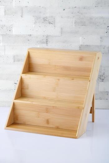 Karçiçeği Home Bamboo 3-Layer Folding Spice Rack Stand with Drawer Spice Rack Stand