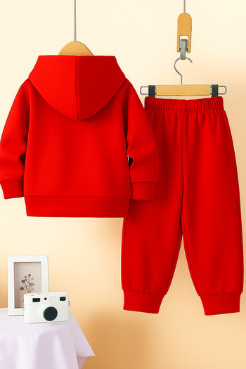 Let's Wear Boston Printed Kids' Premium Compact Sweatshirt Tracksuit with Pockets - 2 Piece Sport Set