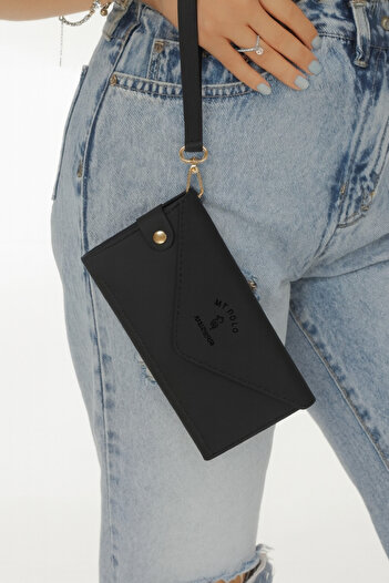 ZERAMİNE Long Women's Wallet with Phone Compartment and Wrist Strap