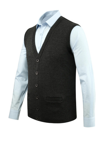 Çizgi Triko Men's Buttoned Vest Knitwear with Pockets Steel Knit Classic Fit - 5200L