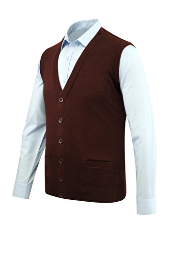 Çizgi Triko Men's Buttoned Vest Knitwear with Pockets Steel Knit Classic Fit - 5200L