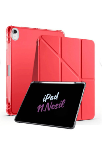 Fuchsia iPad A16 11Th Generation Nesil A16 2025 Compatible Tri-Folding Tablet Case + Palm-Rejection Tablet Pen
